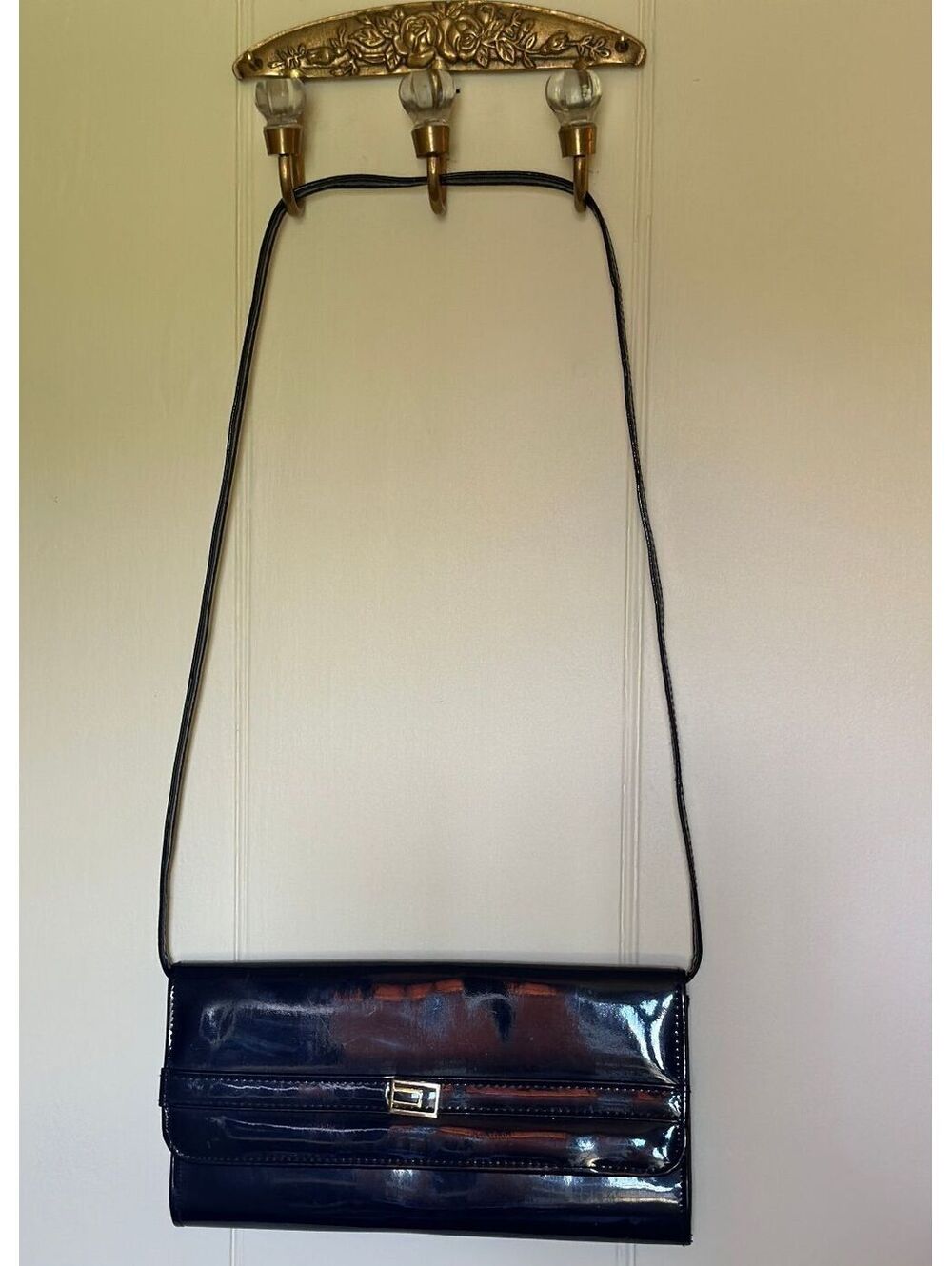 VINTAGE MINO IMPORTS NAVY BLUE PATENT CONVERTIBLE CLUTCH